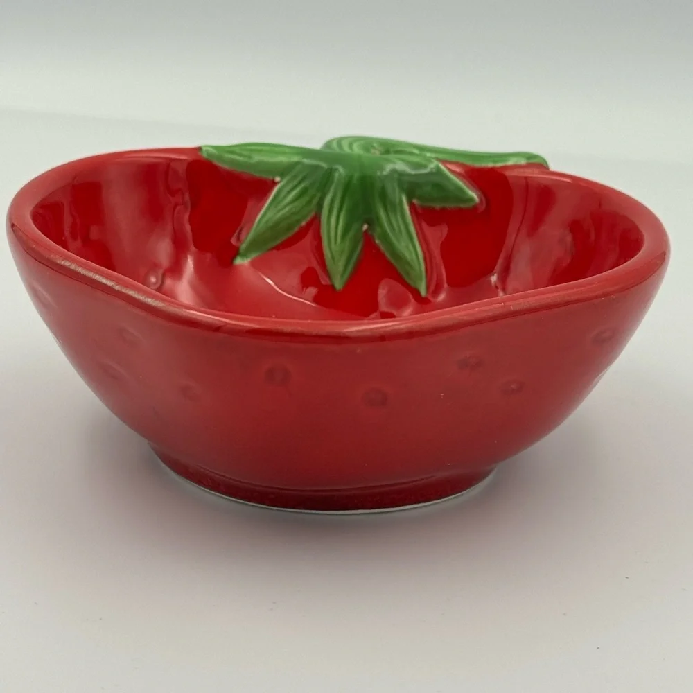 Vintage Knobler Japan Strawberry Bowl Set‎ Red Fruit Dish Cottagecore